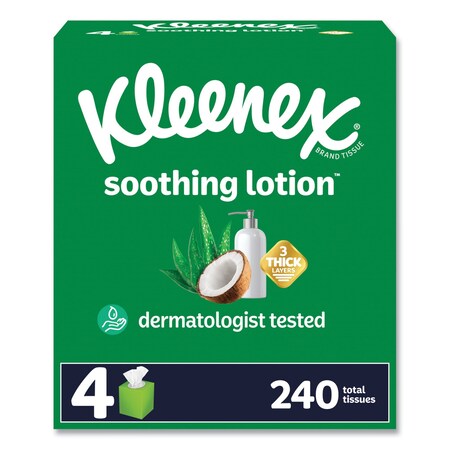 Kleenex Soothing Lotion 3 Ply Facial Tissues, 60 Sheets, 8 PK 54289